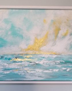 'Golden Seas' Original framed acrylic painting