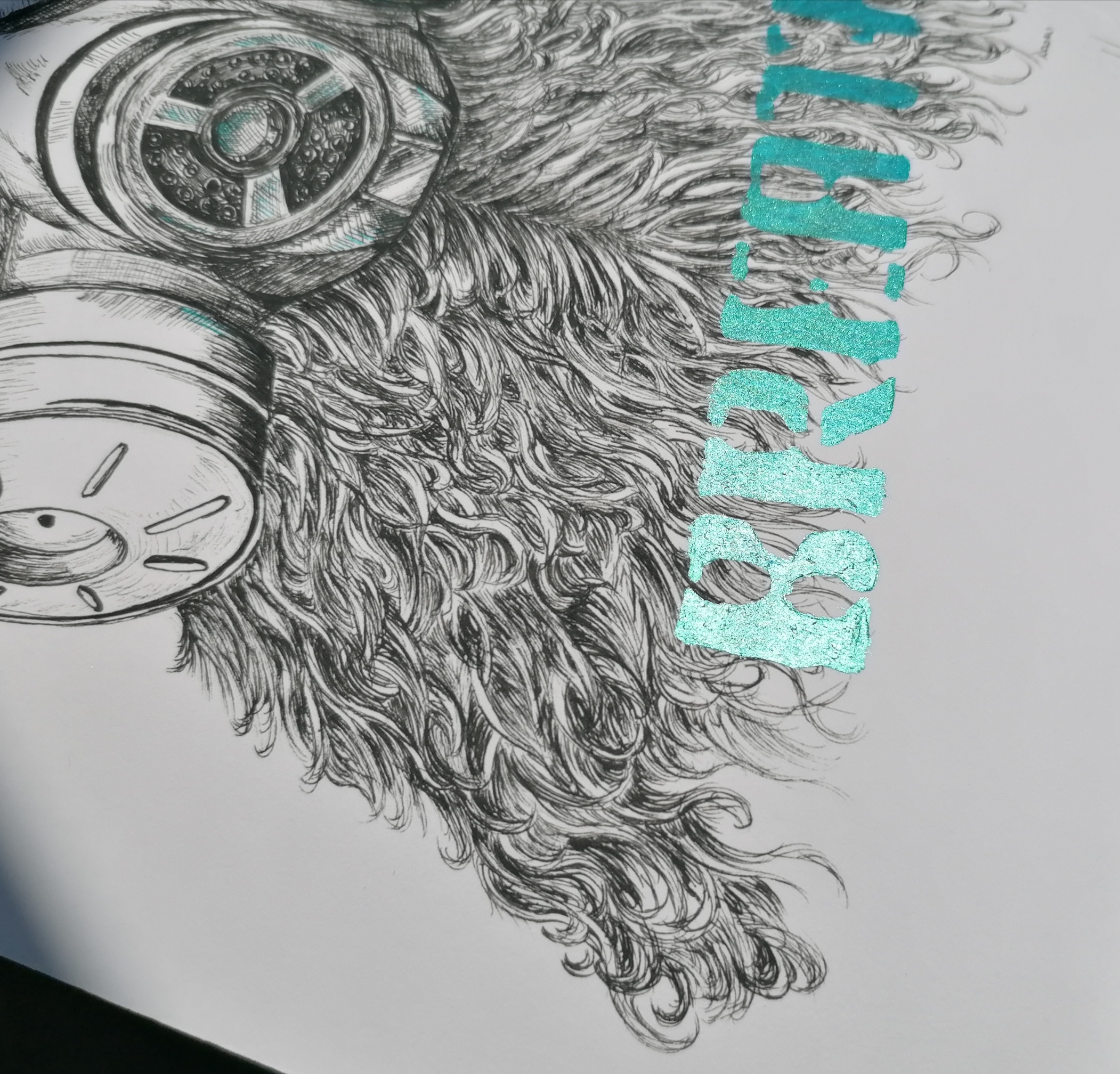 Limited Edition Hand finished Racoon in mask Giclee Print - Image 2