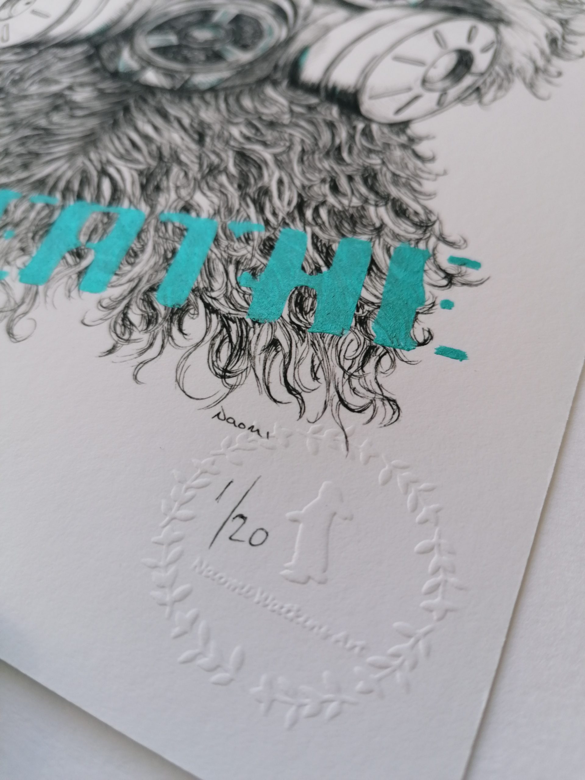 Limited Edition Hand finished Racoon in mask Giclee Print - Image 3