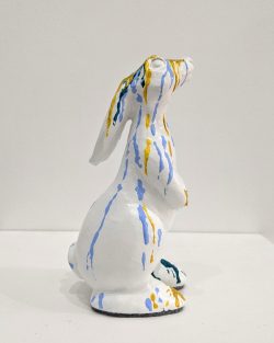 Rabbit sculpture Spilt paint