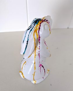 Rabbit sculpture Spilt paint