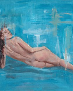 Blue woman original figurative Acrylic painting