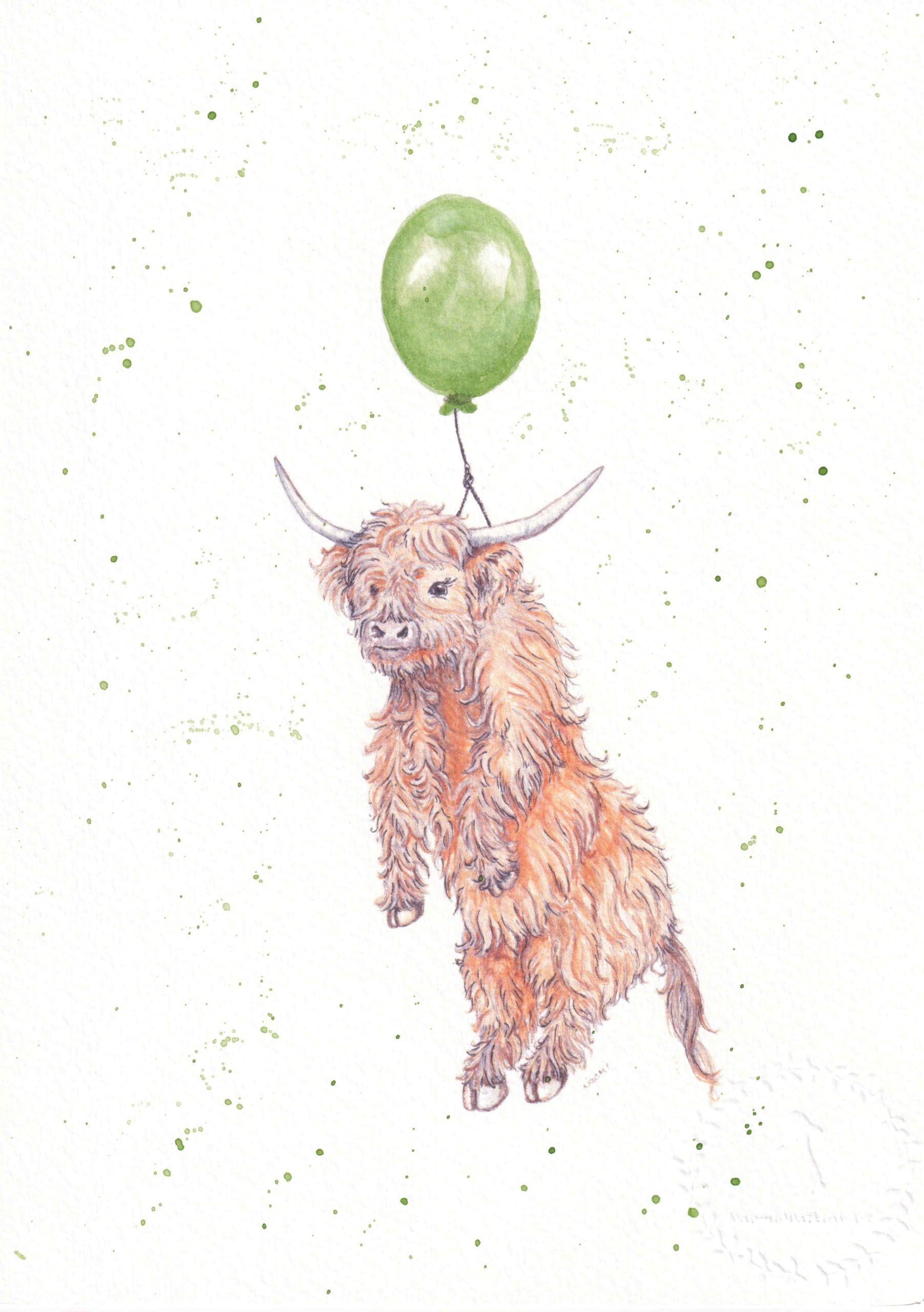 Highland cow with Balloon - Image 3